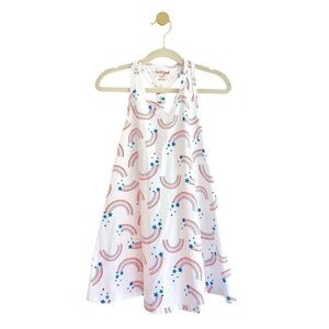 Cat & Jack Kids White Dress with Rainbow and Star Print Toddler Girls XS 4/5